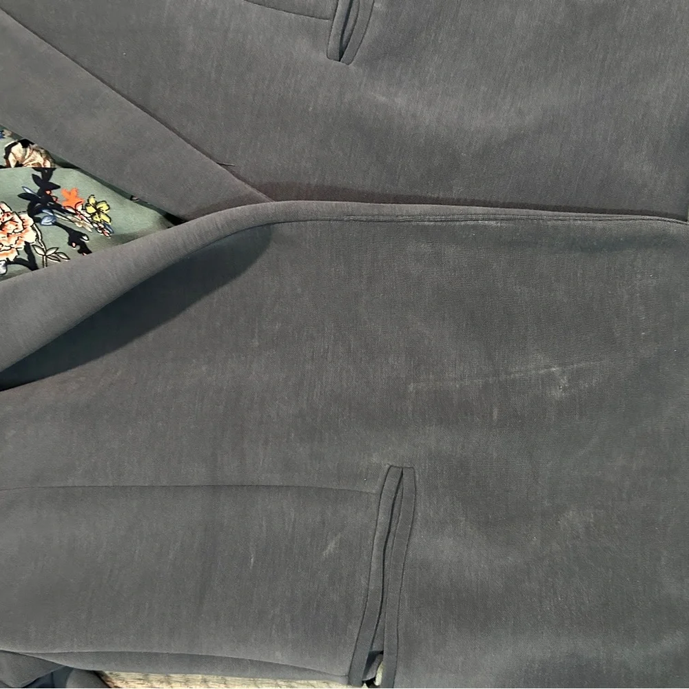 Skies Are Blue Slate-Blue Open-Front Blazer with Floral Lining - Picture 5 of 7